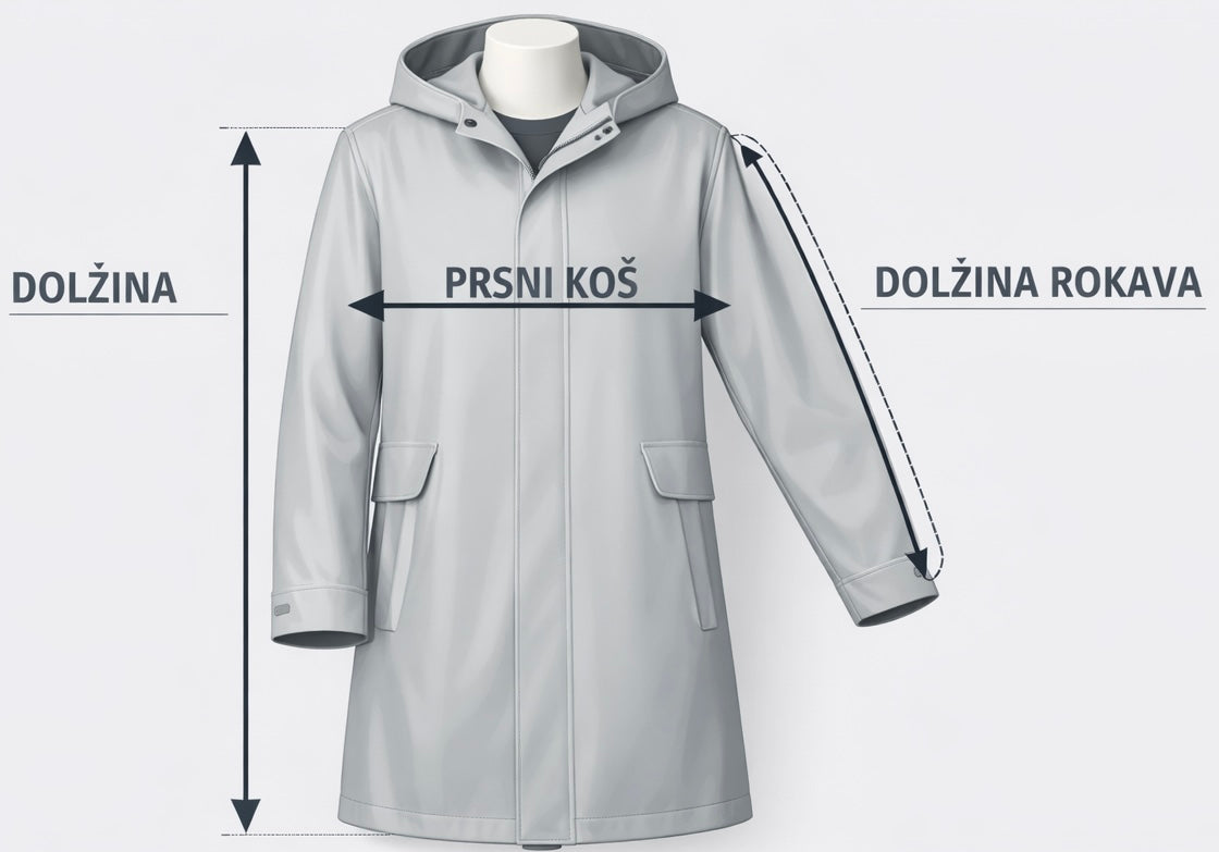 Tabela velikosti - dežni plašč